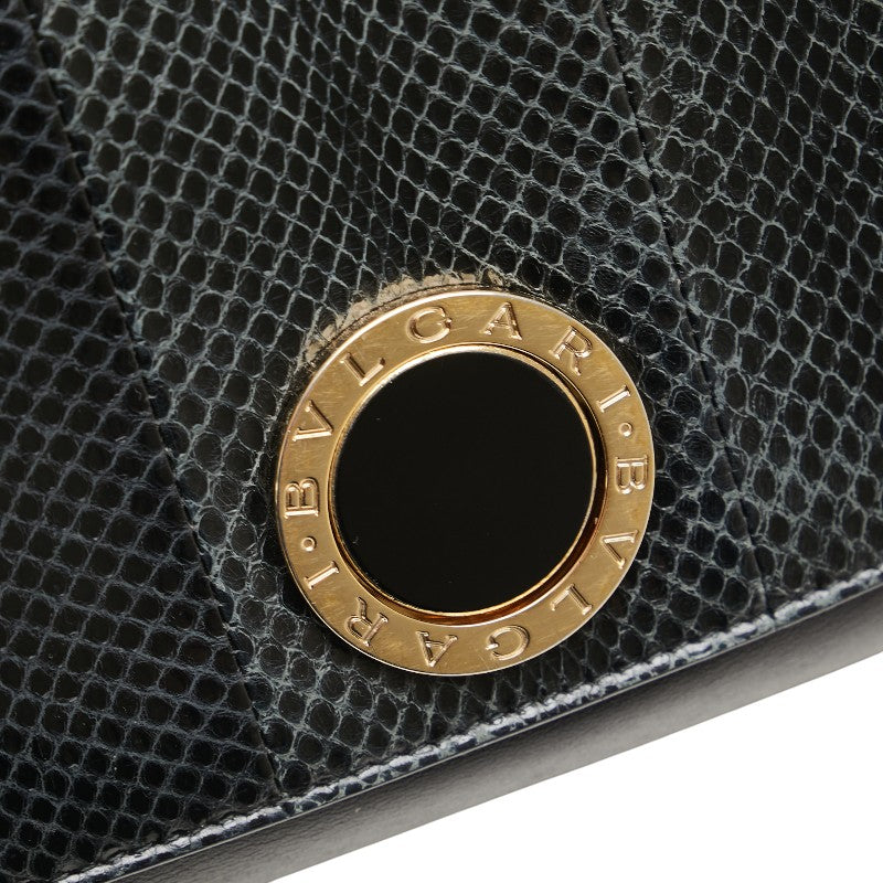 ブルガリ ブルガリブルガリ デュエット ハンドバッグ ブラック レザー パイソン レディース BVLGARI 【中古】