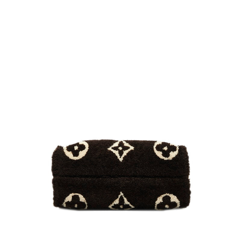ルイ ヴィトン モノグラム テディ オンザゴーGM トートバッグ M55420 ブラウン アイボリー ムートン レザー レディース LOUIS VUITTON 【中古】
