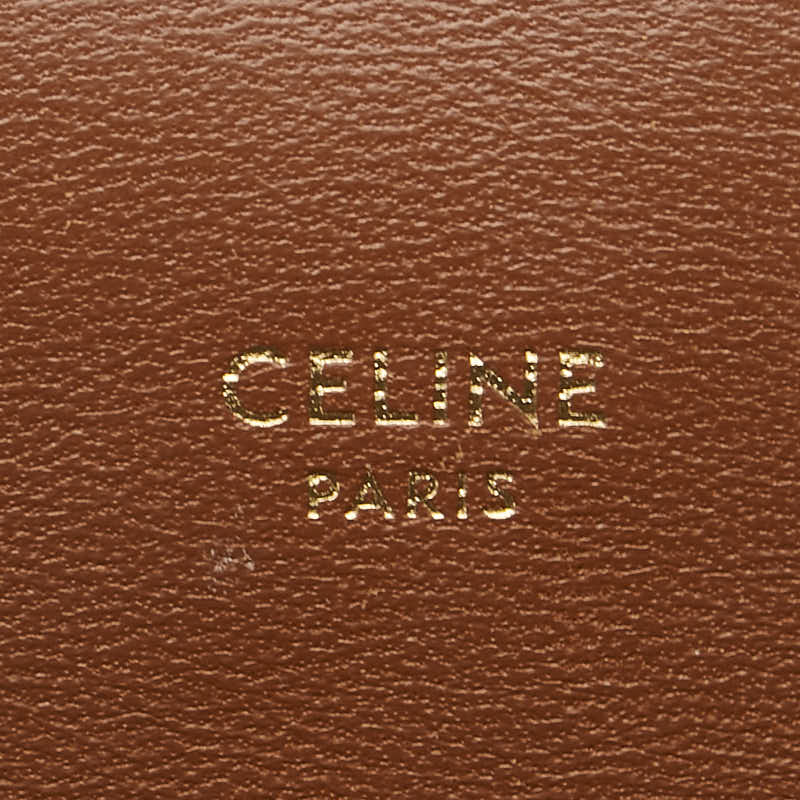 セリーヌ トリオンフ 斜め掛け ショルダーバッグ フォンケース ホワイト ブラウン PVC レザー レディース CELINE 【中古】