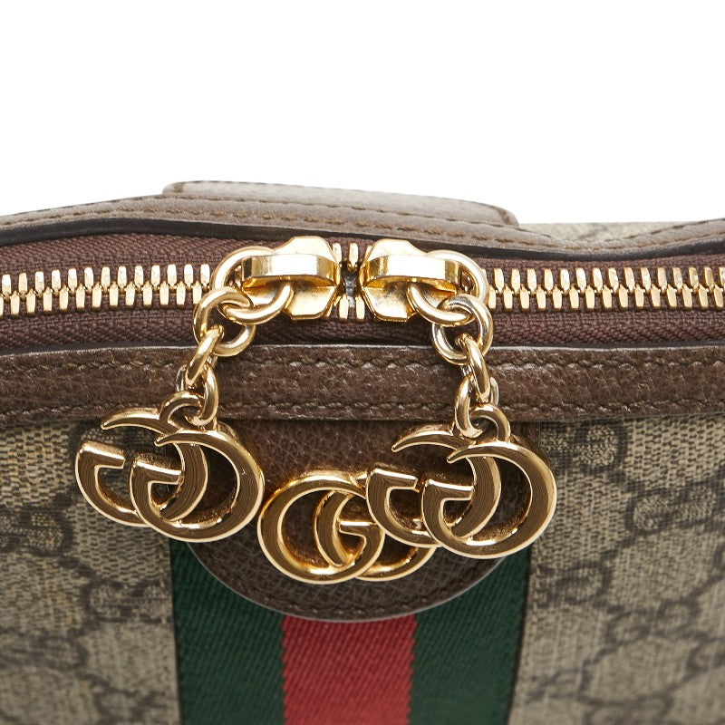 グッチ GGスプリーム オフィディア 斜め掛け ショルダーバッグ 499621 ベージュ ブラウン PVC レザー レディース GUCCI 【中古】