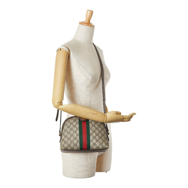 グッチ GGスプリーム オフィディア 斜め掛け ショルダーバッグ 499621 ベージュ ブラウン PVC レザー レディース GUCCI 【中古】