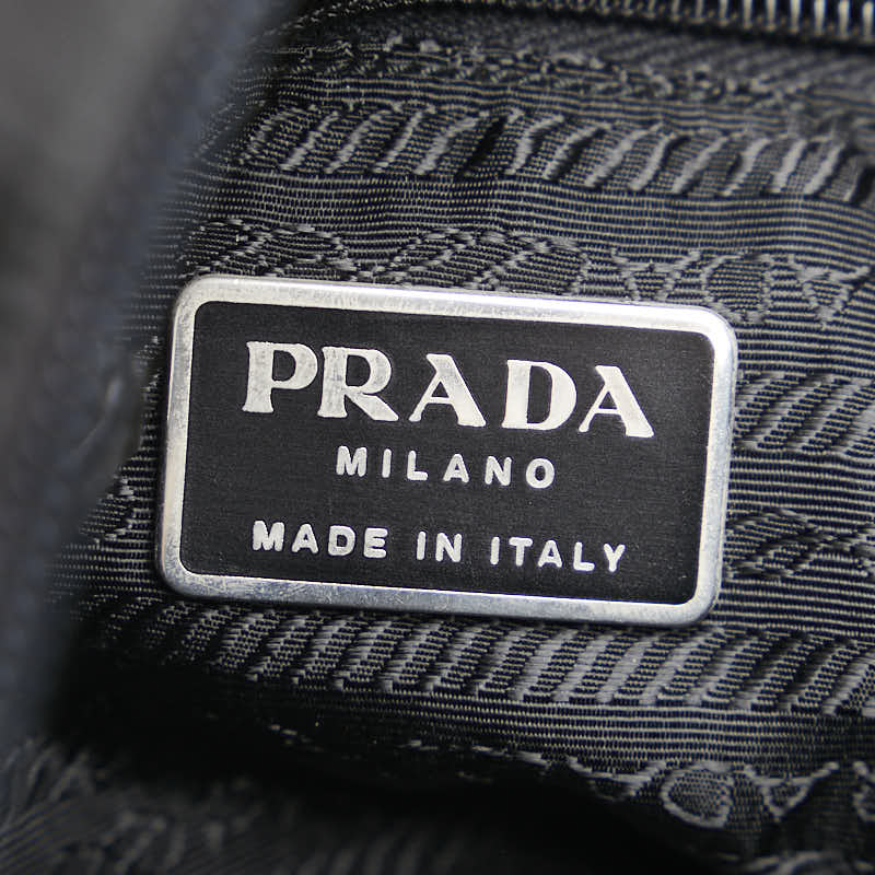 プラダ 三角ロゴプレート トートバッグ ショルダーバッグ ブラック ナイロン レザー レディース PRADA 【中古】