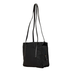 プラダ 三角ロゴプレート トートバッグ ショルダーバッグ ブラック ナイロン レザー レディース PRADA 【中古】