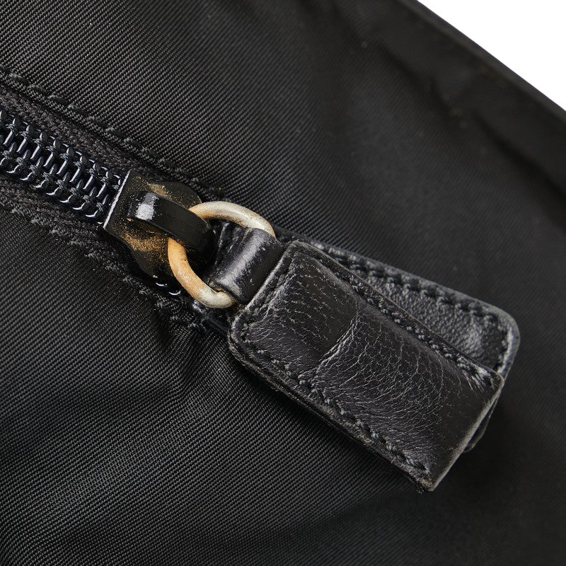 プラダ 三角ロゴプレート トートバッグ ショルダーバッグ ブラック ナイロン レザー レディース PRADA 【中古】