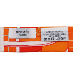 エルメス ツイリー リボン付き スカーフ ネクタイ オレンジ マルチカラー シルク レディース HERMES 【中古】