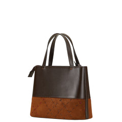 バーバリー ステッチ ハンドバッグ ブラウン レザー スウェード レディース BURBERRY 【中古】