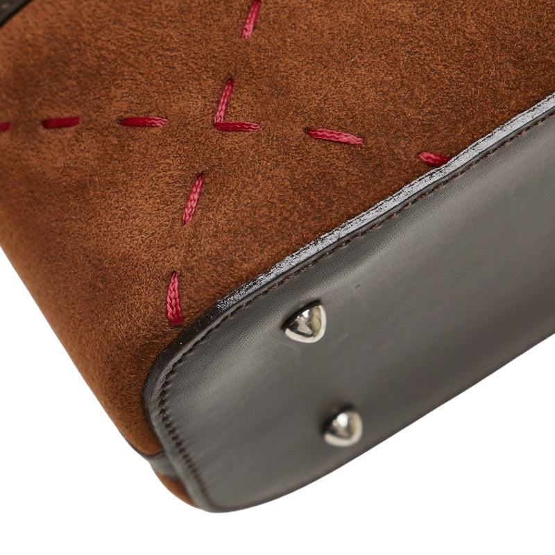 バーバリー ステッチ ハンドバッグ ブラウン レザー スウェード レディース BURBERRY 【中古】