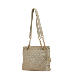 シャネル マトラッセ ココマーク チェーン トートバッグ グレー ライトグリーン キャンバス レザー レディース CHANEL 【中古】