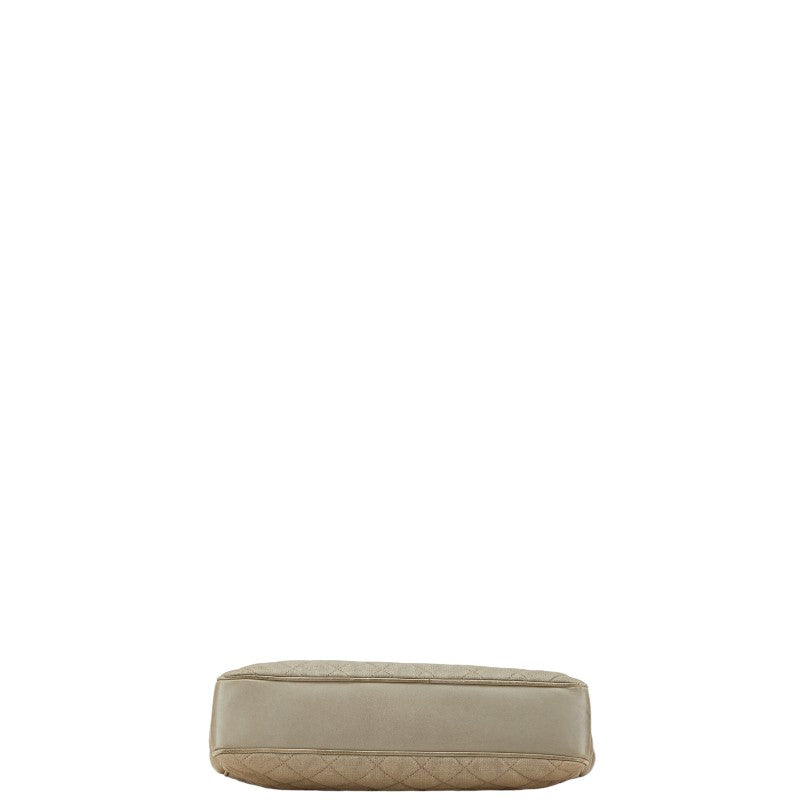 シャネル マトラッセ ココマーク チェーン トートバッグ グレー ライトグリーン キャンバス レザー レディース CHANEL 【中古】