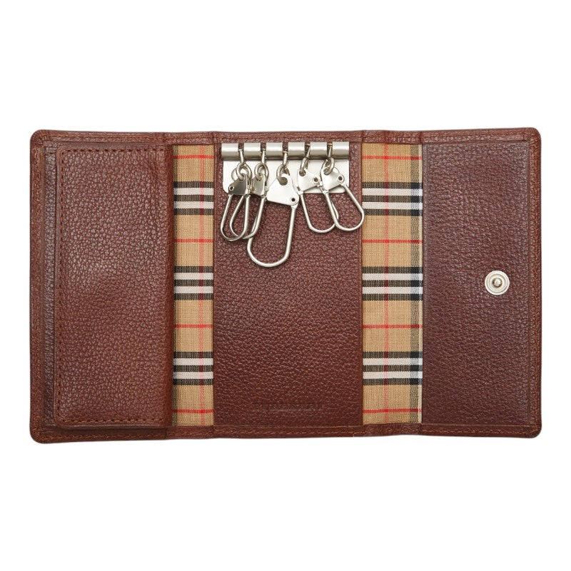 バーバリー ノバチェック キーケース 5連 ブラウン レザー レディース BURBERRY 【中古】