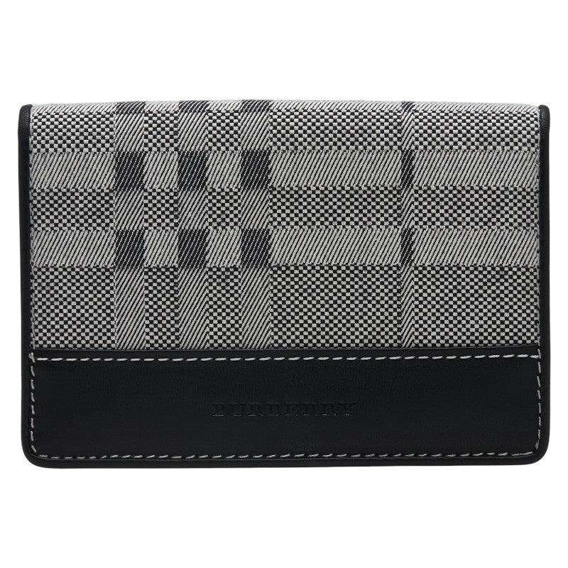 バーバリー チェック パスケース カードケース ブラック グレー キャンバス レザー メンズ BURBERRY 【中古】