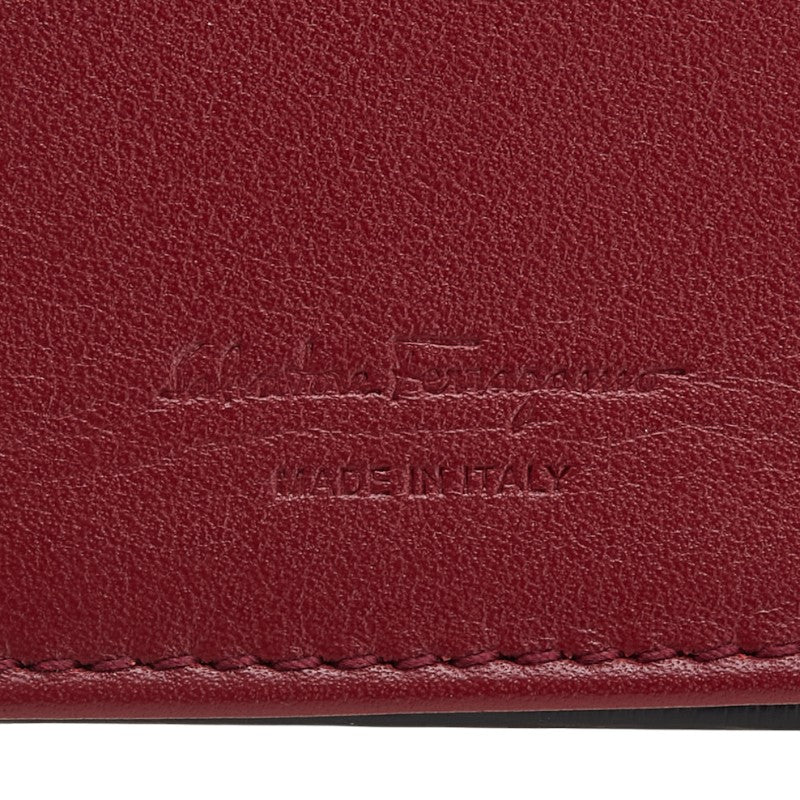 サルヴァトーレフェラガモ ガンチーニ パスケース カードケース IV-66A062 ブラック レザー メンズ Salvatore Ferragamo 【中古】
