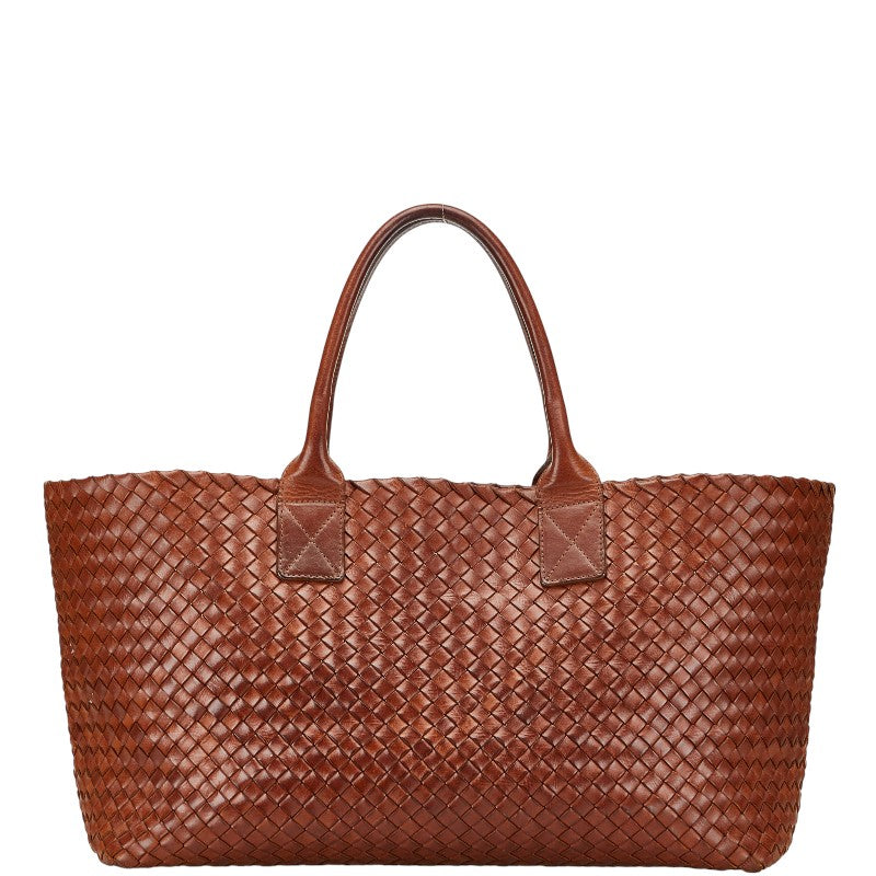 ボッテガヴェネタ イントレチャート カバ トートバッグ ブラウン レザー メンズ BOTTEGAVENETA 【中古】