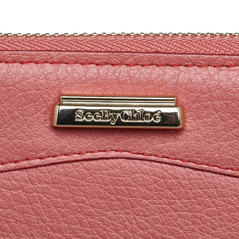 シーバイクロエ ラウンドファスナー 長財布 ピンク レザー レディース SEE BY CHLOE 【中古】