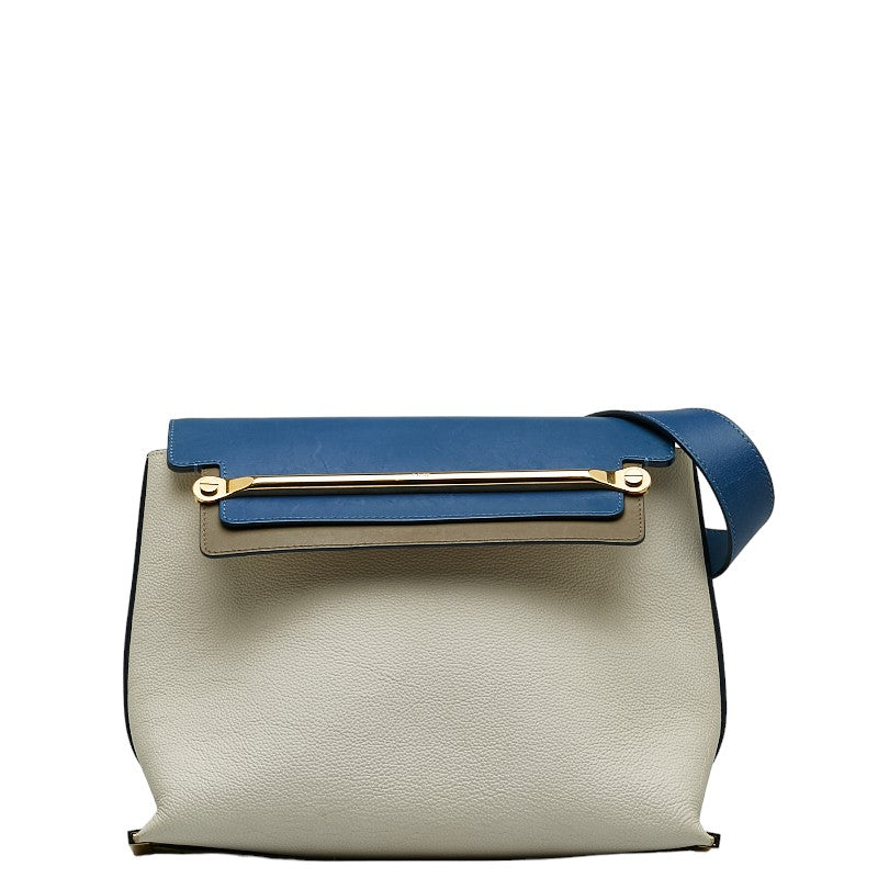 クロエ クレア バイカラー ゴールド金具 チェーン ショルダーバッグ アイボリー ネイビー レザー レディース Chloe 中古