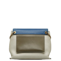 クロエ クレア バイカラー ゴールド金具 チェーン ショルダーバッグ アイボリー ネイビー レザー レディース Chloe 中古