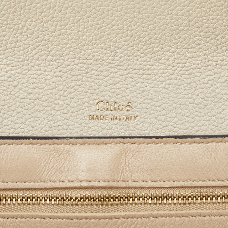 クロエ クレア バイカラー ゴールド金具 チェーン ショルダーバッグ アイボリー ネイビー レザー レディース Chloe 【中古】