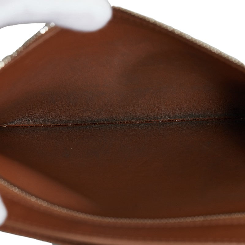 セリーヌ ストラップウォレット ラージ マルチファンクション 二つ折り財布 ライトブルー ブラウン レザー レディース CELINE 【中古】