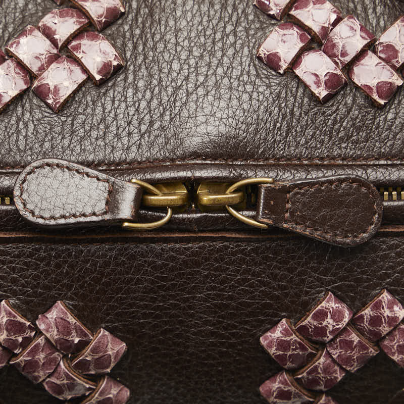 ボッテガヴェネタ ミニボストンバッグ ハンドバッグ ブラウン レザー パイソン レディース BOTTEGAVENETA 【中古】