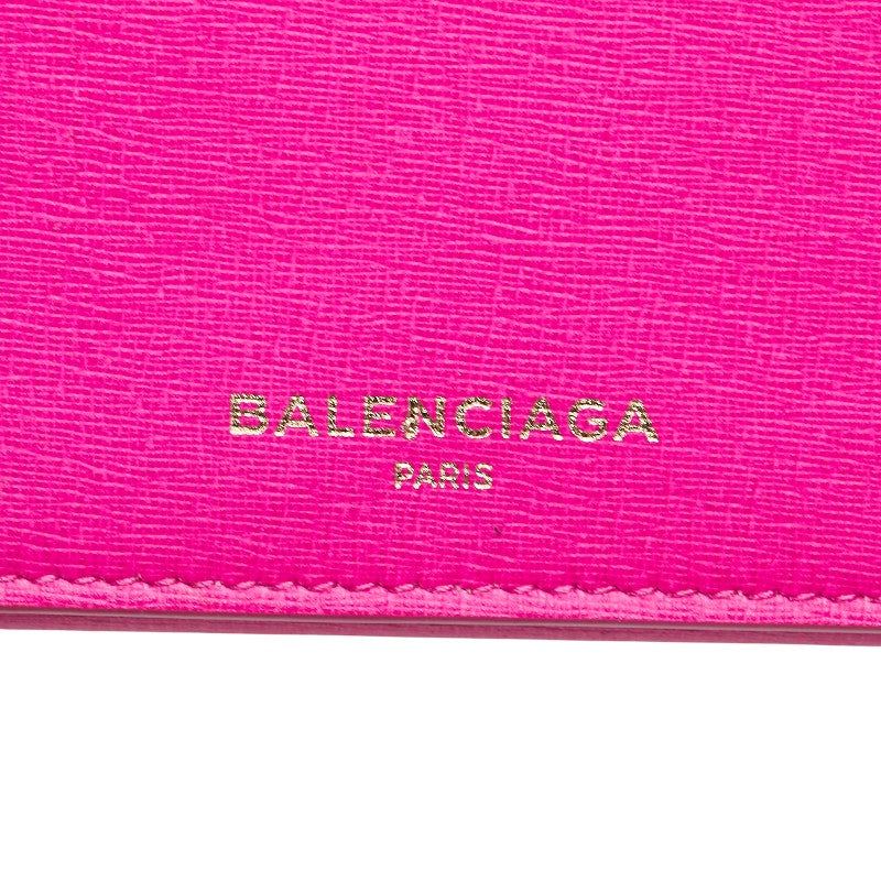 バレンシアガ ロゴ エッセンシャル 長財布 490624 ピンク レザー レディース BALENCIAGA 【中古】