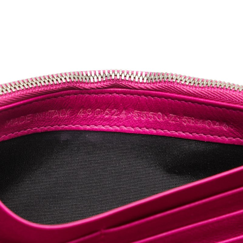 バレンシアガ ロゴ エッセンシャル 長財布 490624 ピンク レザー レディース BALENCIAGA 【中古】