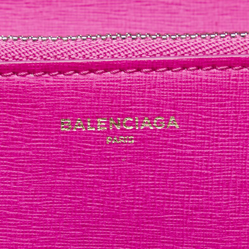 バレンシアガ ロゴ エッセンシャル 長財布 490624 ピンク レザー レディース BALENCIAGA 【中古】