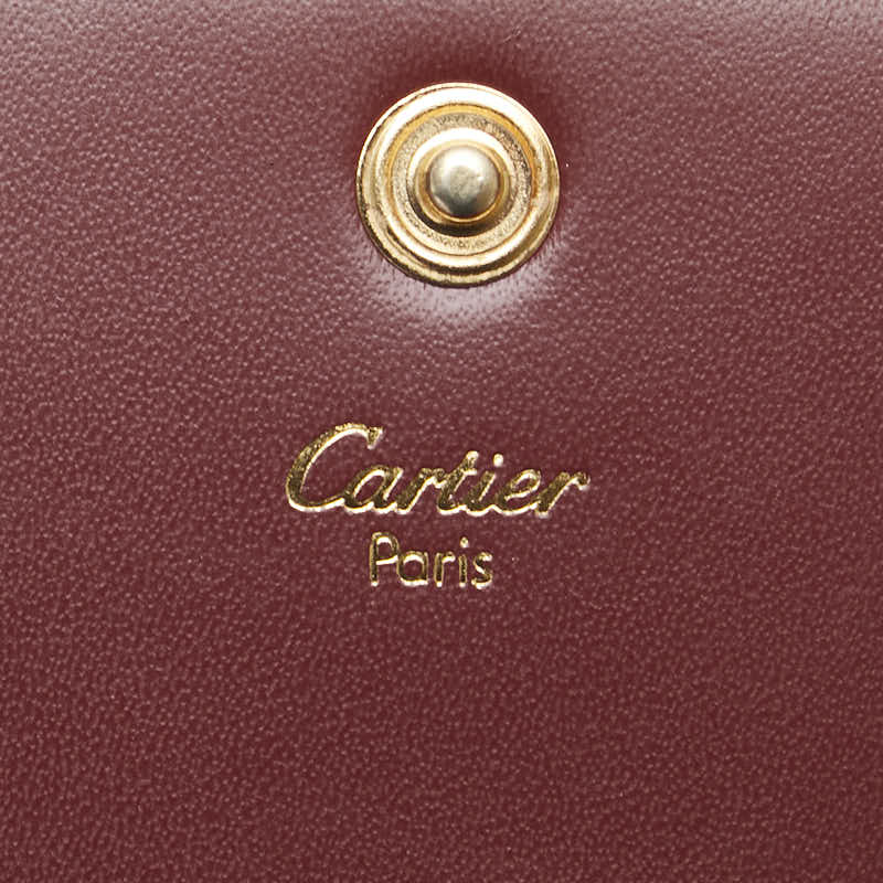 カルティエ マストライン コインケース 小銭入れ ワインレッド ボルドー レザー レディース CARTIER 【中古】
