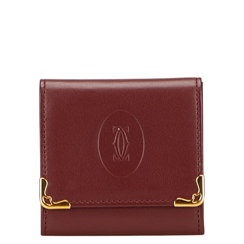 カルティエ マストライン コインケース 小銭入れ ワインレッド ボルドー レザー レディース CARTIER 【中古】