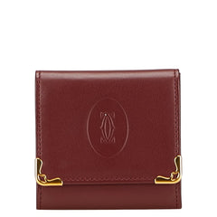 カルティエ マストライン コインケース 小銭入れ ワインレッド ボルドー レザー レディース CARTIER 【中古】