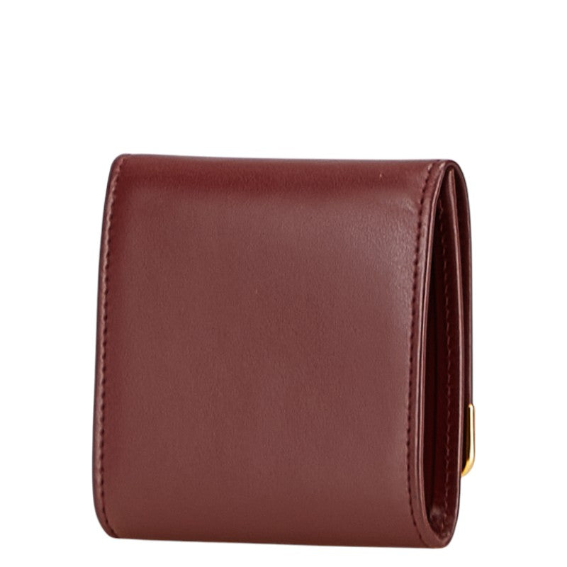 カルティエ マストライン コインケース 小銭入れ ワインレッド ボルドー レザー レディース CARTIER 【中古】