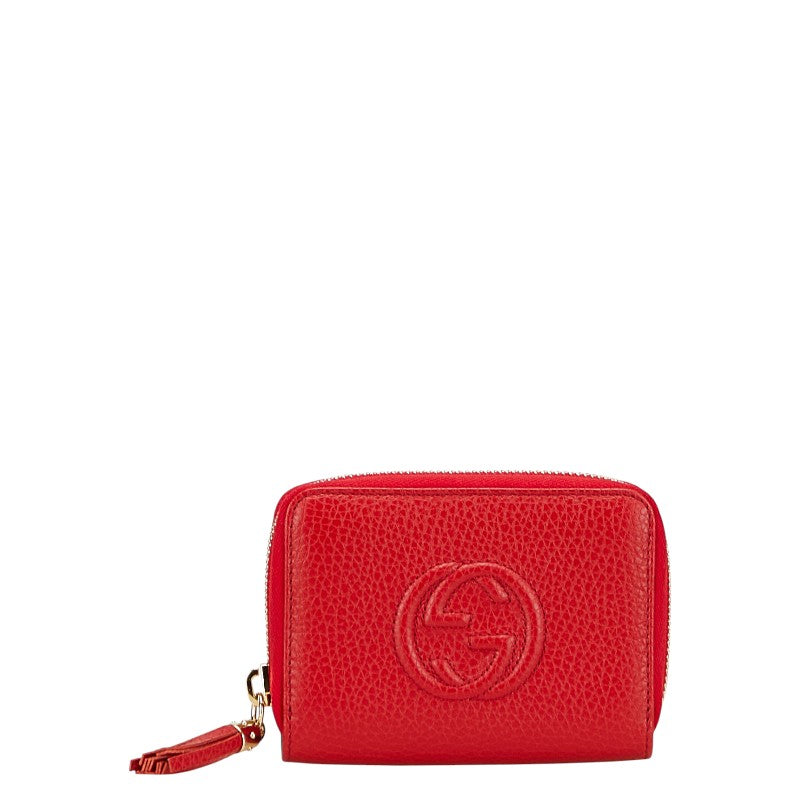 グッチ ソーホー インターロッキングG 二つ折り財布 小銭入れ 598209 レッド レザー レディース GUCCI 【中古】