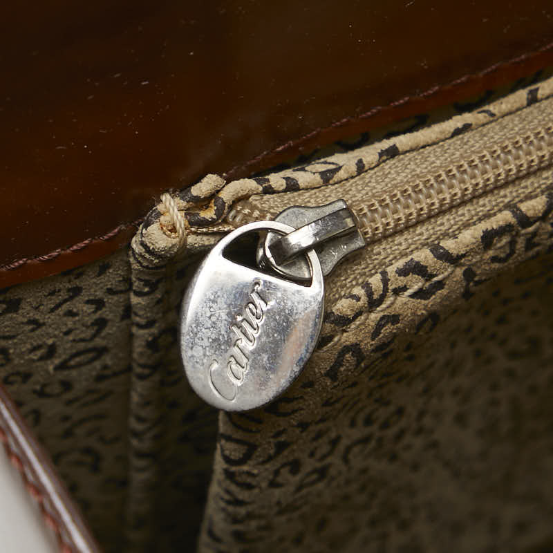 カルティエ パンテール ハンドバッグ ブラウン レザー レディース CARTIER 【中古】