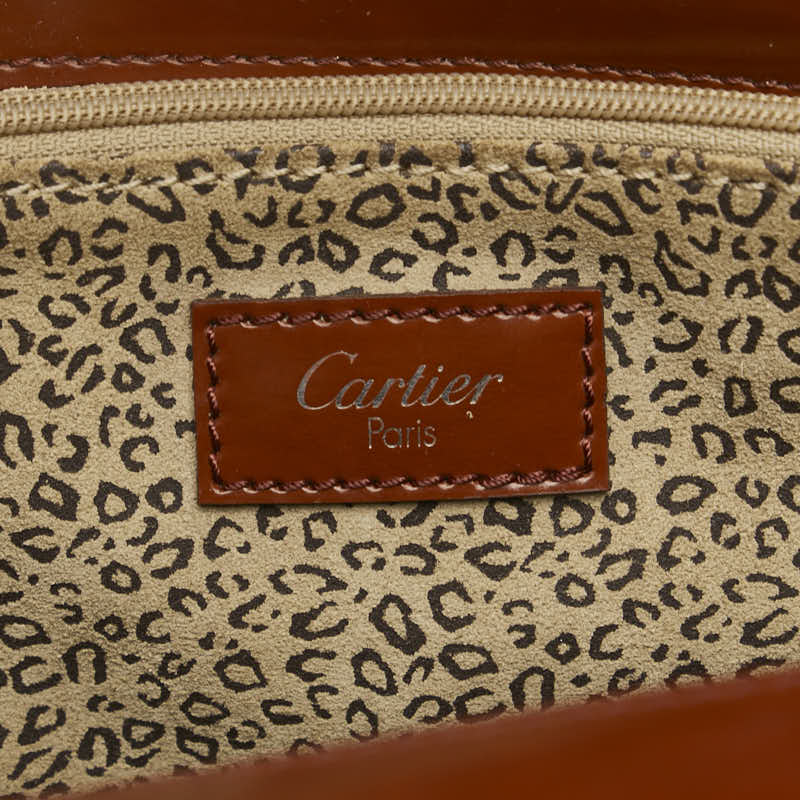 カルティエ パンテール ハンドバッグ ブラウン レザー レディース CARTIER 【中古】