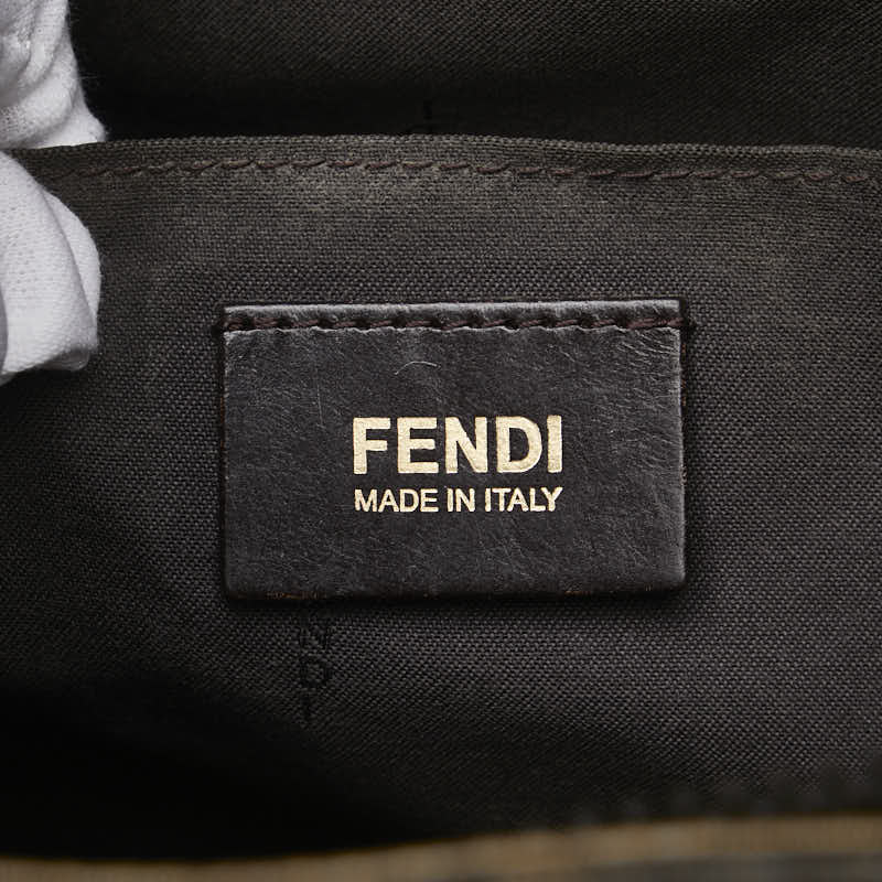 フェンディ ズッカ 斜め掛け ショルダーバッグ 7VA247 カーキ ブラウン PVC レザー レディース FENDI 【中古】