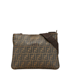 フェンディ ズッカ 斜め掛け ショルダーバッグ 7VA247 カーキ ブラウン PVC レザー レディース FENDI 中古