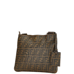 フェンディ ズッカ 斜め掛け ショルダーバッグ 7VA247 カーキ ブラウン PVC レザー レディース FENDI 中古
