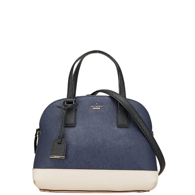 ケイトスペード ハンドバッグ ショルダーバッグ 2WAY ネイビー ベージュ レザー レディース Kate Spade 【中古】