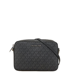 マイケルコース シグネチャー 斜め掛け チェーン ショルダーバッグ 35F8STTC3B ブラック グレー PVC レザー レディース Michael Kors 【中古】