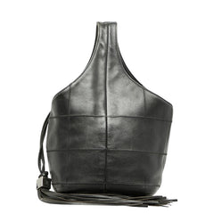 シャネル チョコバー タッセル ハンドバッグ ブラック レザー レディース CHANEL 【中古】