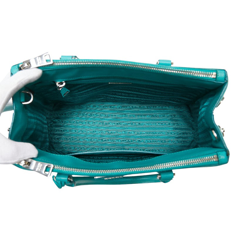 プラダ ガレリア ハンドバッグ ショルダーバッグ 2WAY 1BA863 エメラルドグリーン レザー レディース PRADA 【中古】