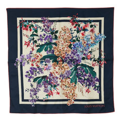 ルイ ヴィトン フラワー 花柄 スカーフ ネイビー マルチカラー シルク レディース LOUIS VUITTON 【中古】