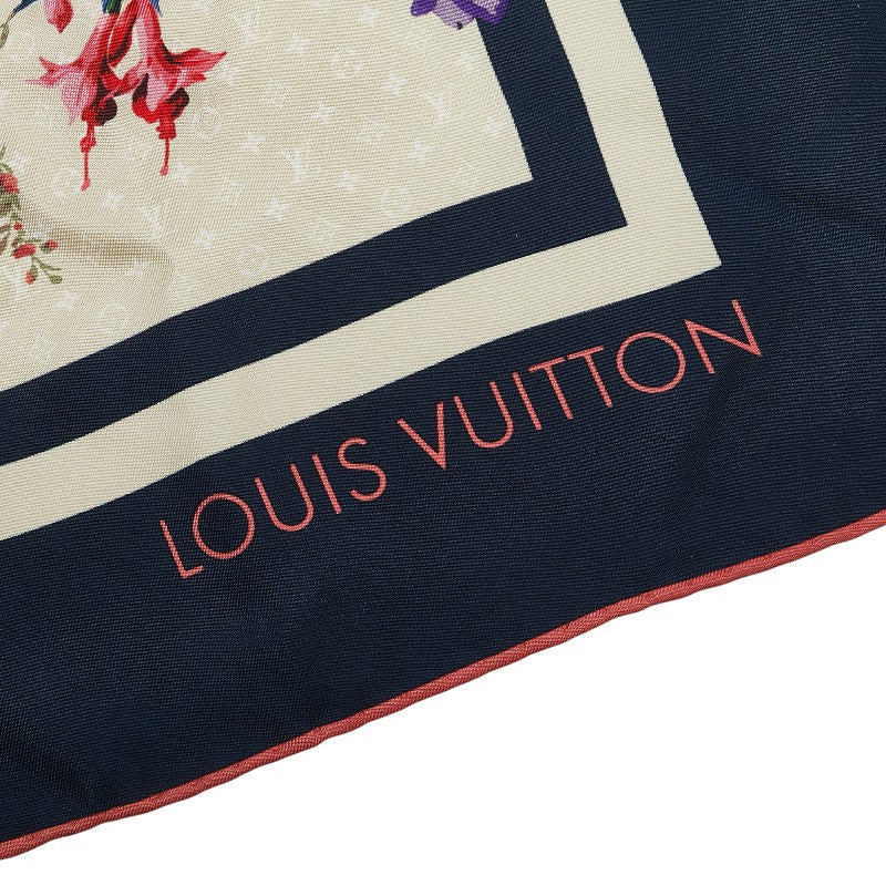 ルイ ヴィトン フラワー 花柄 スカーフ ネイビー マルチカラー シルク レディース LOUIS VUITTON 【中古】