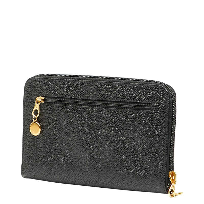 シャネル ココマーク ラウンドファスナー 長財布 ブラック キャビアスキン レディース CHANEL 【中古】