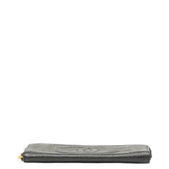 シャネル ココマーク ラウンドファスナー 長財布 ブラック キャビアスキン レディース CHANEL 【中古】