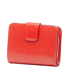 プラダ L字ファスナー 二つ折り財布 レッド レザー レディース PRADA 【中古】