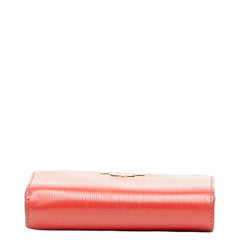 プラダ L字ファスナー 二つ折り財布 レッド レザー レディース PRADA 【中古】