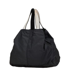 プラダ 三角ロゴプレート トートバッグ ブラック ナイロン レザー レディース PRADA 【中古】
