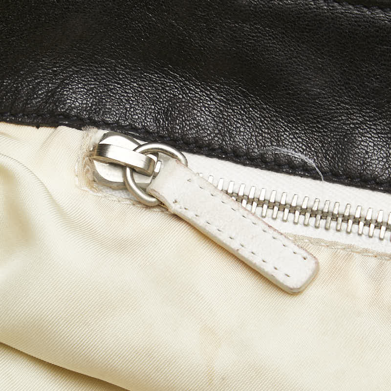 プラダ 三角ロゴプレート トートバッグ ブラック ナイロン レザー レディース PRADA 【中古】