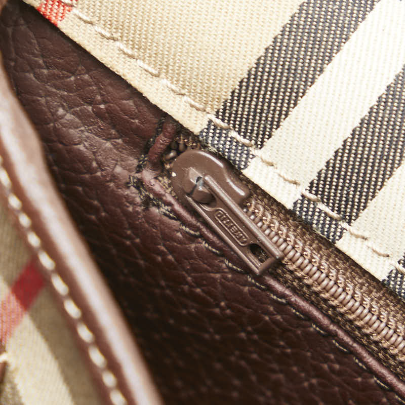 バーバリー ノバチェック 斜め掛け ショルダーバッグ ベージュ ブラウン キャンバス レザー レディース BURBERRY 【中古】