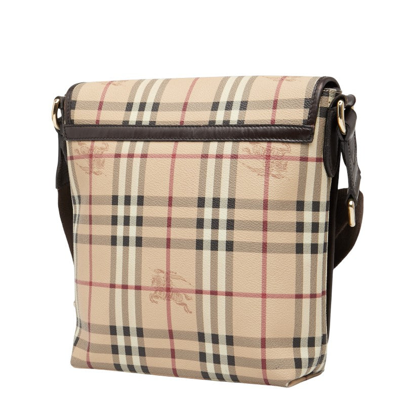 バーバリー ノバチェック シャドーホース ショルダーバッグ ベージュ ブラウン PVC レザー レディース BURBERRY 【中古】